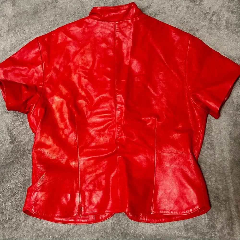 Saguaro West red leather short sleeved jacket - Picture 3 of 4